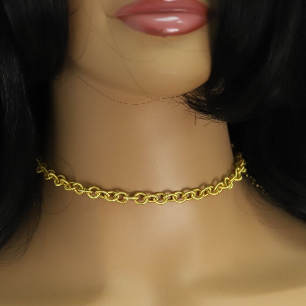 Yellow Chain Choker Necklace Adjustable #44